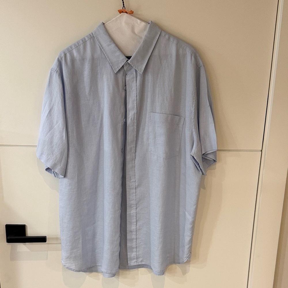 Men’s Vince Optic short sleeve linen shirt